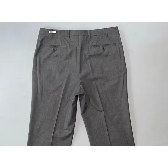 Canali 1934 Italy Flat Front Wool Dress Pants. Gray/Brown Micro Check. 34X32 EUC